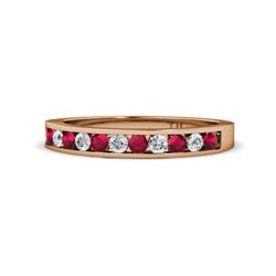 Kathiryn Ruby and Diamond Stone Wedding Band Ruby and Diamond Stone Channel Set Womens Wedding Band Stackable ctw K Rose Gold