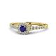 1 - Florence Prima Blue Sapphire and Diamond Halo Engagement Ring 