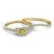 4 - Florence Prima Yellow and White Diamond Halo Bridal Set Ring 