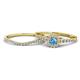 1 - Florence Prima Blue Topaz and Diamond Halo Bridal Set Ring 