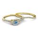 4 - Florence Prima Blue Topaz and Diamond Halo Bridal Set Ring 