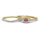 1 - Florence Prima Rhodolite Garnet and Diamond Halo Bridal Set Ring 