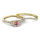 4 - Florence Prima Rhodolite Garnet and Diamond Halo Bridal Set Ring 