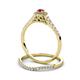 5 - Florence Prima Rhodolite Garnet and Diamond Halo Bridal Set Ring 