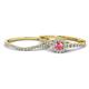 1 - Florence Prima Pink Tourmaline and Diamond Halo Bridal Set Ring 