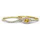 1 - Florence Prima Citrine and Diamond Halo Bridal Set Ring 
