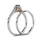 6 - Florence Prima Black and White Diamond Halo Bridal Set Ring 