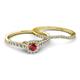 4 - Florence Prima Ruby and Diamond Halo Bridal Set Ring 