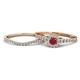 1 - Florence Prima Ruby and Diamond Halo Bridal Set Ring 