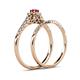 6 - Florence Prima Ruby and Diamond Halo Bridal Set Ring 