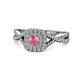 1 - Maisie Prima Pink Tourmaline and Diamond Halo Engagement Ring 