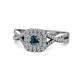 1 - Maisie Prima Blue and White Diamond Halo Engagement Ring 