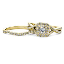 Maisie Prima ctw Natural Diamond Halo Bridal Set Ring ctw Natural Diamond Women Infinity Halo Engagement Ring Wedding Band in K Yellow Gold