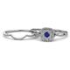 1 - Yesenia Prima Blue Sapphire and Diamond Halo Bridal Set Ring 