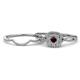 1 - Yesenia Prima Red Garnet and Diamond Halo Bridal Set Ring 