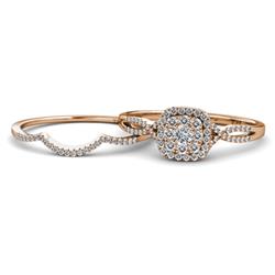 Yesenia Prima Diamond Halo Bridal Set Ring Diamond Women Split Shank Double Halo Engagement Ring Matching Diamond Band ctw K Rose Gold