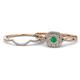 1 - Yesenia Prima Emerald and Diamond Halo Bridal Set Ring 