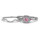 1 - Yesenia Prima Pink Tourmaline and Diamond Halo Bridal Set Ring 