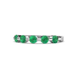 Keva Emerald Stone Wedding Band Round Emerald ctw Stone Bar Set Womens Wedding Band Stackable K White Gold