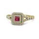 1 - Zinnia Prima Ruby and Diamond Double Halo Engagement Ring 