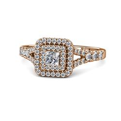 Zinnia Prima Diamond Double Halo Engagement Ring Princess Cut Diamond Split Shank Women Double Halo Engagement Ring ctw K Rose Gold