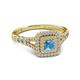 2 - Zinnia Prima Blue Topaz and Diamond Double Halo Engagement Ring 