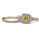 1 - Zinnia Prima Yellow and White Diamond Double Halo Bridal Set Ring 