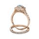 5 - Zinnia Prima Aquamarine and Diamond Double Halo Bridal Set Ring 