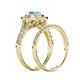 6 - Zinnia Prima Blue Topaz and Diamond Double Halo Bridal Set Ring 
