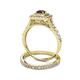 5 - Zinnia Prima Red Garnet and Diamond Double Halo Bridal Set Ring 