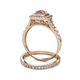 5 - Zinnia Prima Rhodolite Garnet and Diamond Double Halo Bridal Set Ring 
