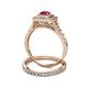 5 - Zinnia Prima Ruby and Diamond Double Halo Bridal Set Ring 