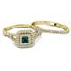 4 - Zinnia Prima London Blue Topaz and Diamond Double Halo Bridal Set Ring 