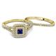 4 - Zinnia Prima Blue Sapphire and Diamond Double Halo Bridal Set Ring 