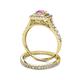 5 - Zinnia Prima Pink Sapphire and Diamond Double Halo Bridal Set Ring 