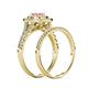 6 - Zinnia Prima Pink Tourmaline and Diamond Double Halo Bridal Set Ring 