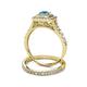 5 - Zinnia Prima Blue Topaz and Diamond Double Halo Bridal Set Ring 
