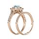 6 - Zinnia Prima Blue Topaz and Diamond Double Halo Bridal Set Ring 