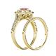 6 - Zinnia Prima Rhodolite Garnet and Diamond Double Halo Bridal Set Ring 