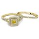 4 - Zinnia Prima Yellow Sapphire and Diamond Double Halo Bridal Set Ring 