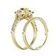 6 - Zinnia Prima Yellow and White Diamond Double Halo Bridal Set Ring 