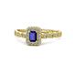 1 - Gloria Prima Emerald Cut Blue Sapphire and Diamond Halo Engagement Ring 