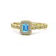 1 - Gloria Prima Emerald Cut Blue Topaz and Diamond Halo Engagement Ring 