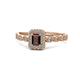 1 - Gloria Prima Emerald Cut Red Garnet and Diamond Halo Engagement Ring 