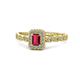 1 - Gloria Prima Emerald Cut Ruby and Diamond Halo Engagement Ring 