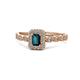 1 - Gloria Prima Emerald Cut London Blue Topaz and Diamond Halo Engagement Ring 