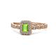1 - Gloria Prima Emerald Cut Peridot and Diamond Halo Engagement Ring 