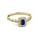 5 - Gloria Prima Emerald Cut Blue Sapphire and Diamond Halo Engagement Ring 