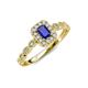 6 - Gloria Prima Emerald Cut Blue Sapphire and Diamond Halo Engagement Ring 