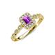 6 - Gloria Prima Emerald Cut Amethyst and Diamond Halo Engagement Ring 